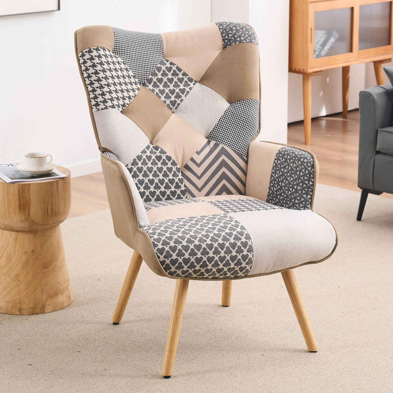 George Oliver Heidegard Accent Chair Modern High Back Arm Chair Colorful Patchwork Reading Chairs for Bedroom Reviews Wayfair
